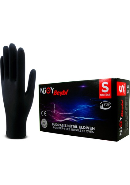 Njoy Siyah Nitril Eldiven 100 Adet Small