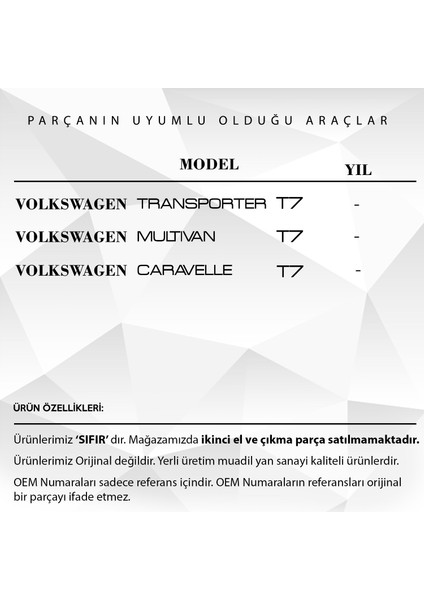 Volkswagen Vw Transporter T7 Multivan Için Ayna Kolu Sol Sağ modelleri
