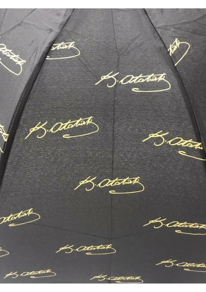 Atatürk İmza Desenli Manuel Rüzgâra Dayanıklı Şemsiye Çanta Boy modelleri