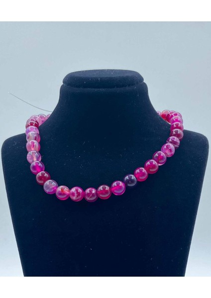 Akik Doğal Taş Kolye 8 mm