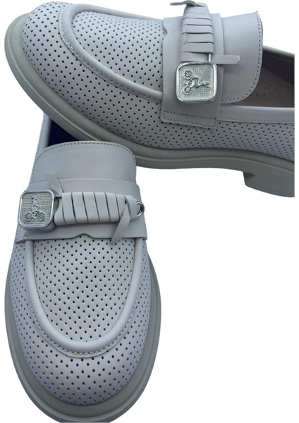 Bej Deri Kadın Loafer10 modelleri