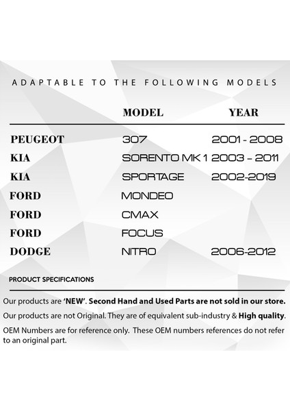 DNC Auto Part Peugeot 307 Için Sunroof Tamir Seti Cam Kılavuz