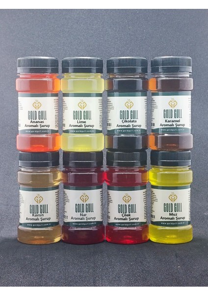 Gold Gull Kavun, Nar, Lime, Çilek, Ananas, Muz, Çikolata, Karamel Aromalı Kahve & Meyve Şurupları 8 x 80 ml