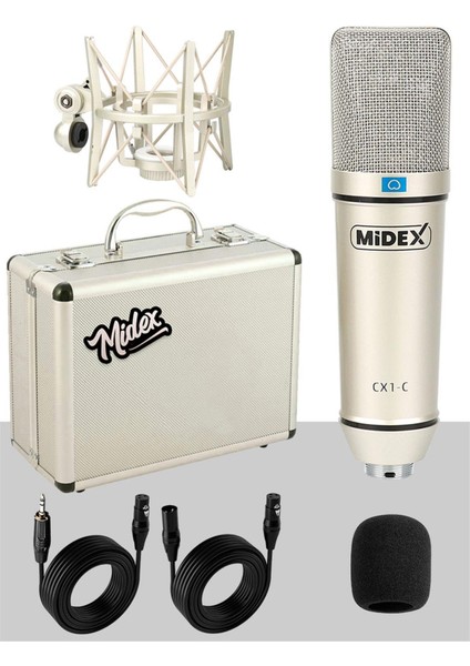 Midex Vokal Paket-2 CX1 Stüdyo Mikrofon 6 Kanal Stüdyo Kayıt Mikseri Kulaklık Ekipman Seti