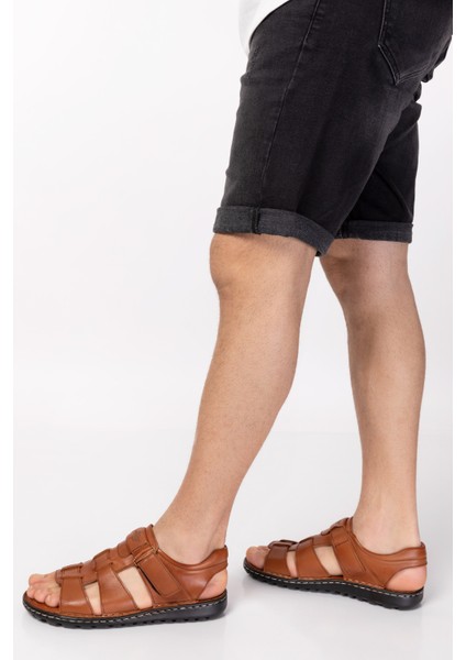 Erkek Deri Ortopedik Taban Rahat Sandalet modelleri