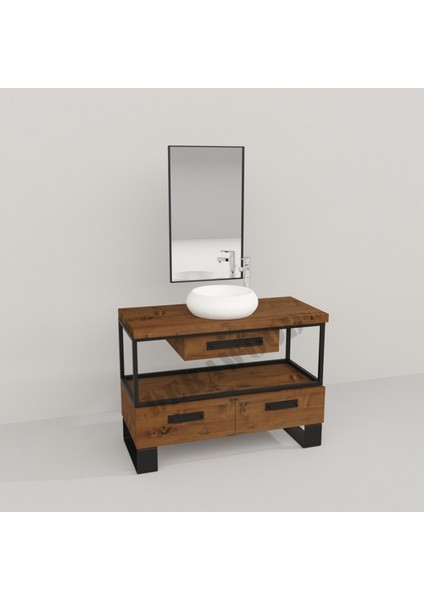 Aves Ahşap Çekmeceli Banyo Dolabı 40*120*76 Ceviz Pürüzsüz