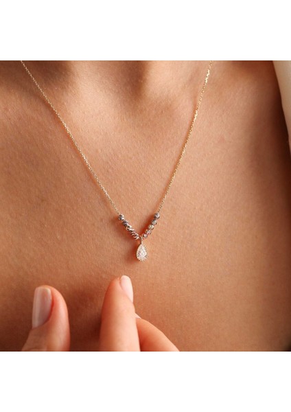 Damla Taşlı Altın Kolye Dorikalı modelleri