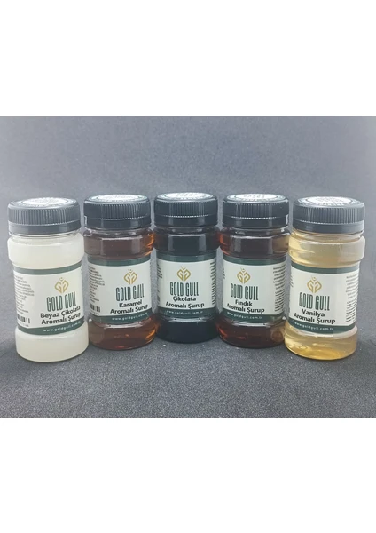 Gold Gull Beyaz Çikolata,Çikolata,fındık, Vanilya&karamel Aromalı Kahve&meyve Şurupları 5 x 80 ml