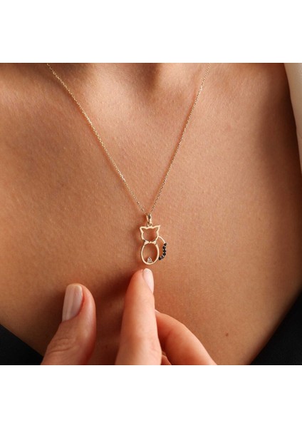 Altın Kedi Kolye Onix Stone modelleri