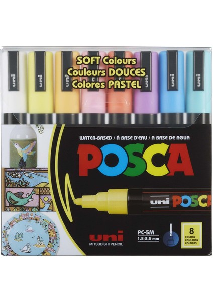 Posca 5m Boyama Markörü Soft Renkler 8'li Set