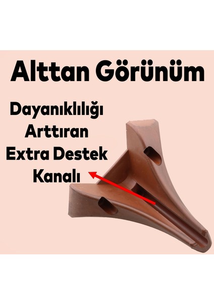 Petek 6'lı Set Mobilya Tv Ünitesi Çekyat Koltuk Kanepe Destek Yükseltici Ayağı 15 Cm Kahverengi Baza Ayakları