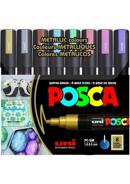 Posca 5m Boyama Markörü Metalik Renkler 8'li Set