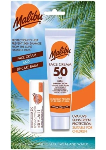 Güneş Koruyucu Yüz Losyonu SPF50 + Dudak Koruyucu & Nemlendirici SPF30