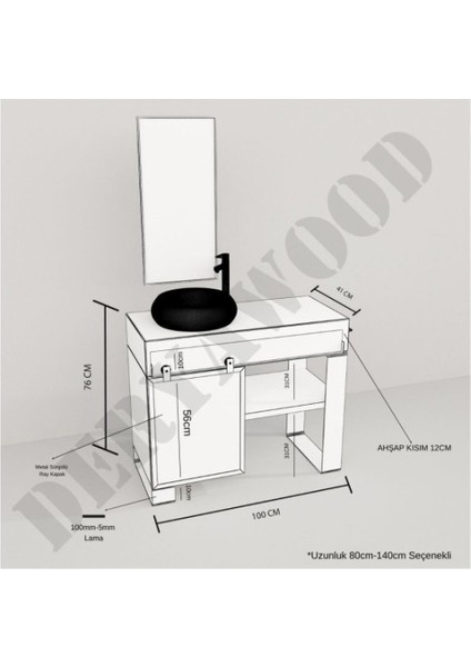 Ordo Ray Kapak Banyo Dolabı 40*130*76 Yeşil Eskitme