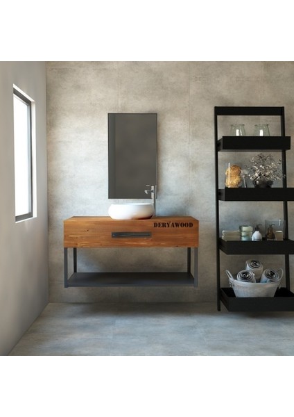 Wind Ahşap Banyo Rafı 40*110*76 Ceviz Pürüzsüz