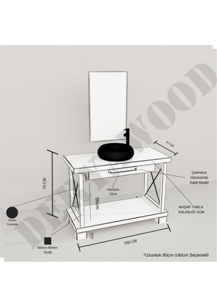 Wind Ahşap Banyo Rafı 40*110*76 Ceviz Pürüzsüz