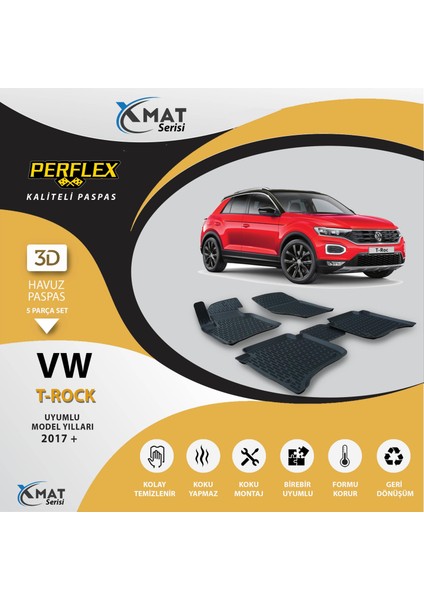 Paspas 3D Havuzlu X-Mat T-Roc 2017+