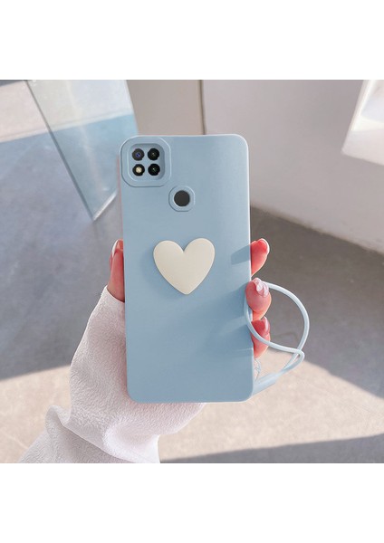 Xiaomi Redmi 9c Kılıf Zebana Kalpli Love Kılıf Açık Mavi