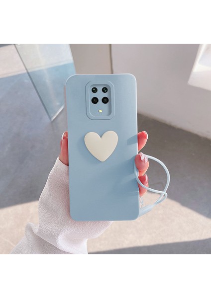 Xiaomi Redmi Note 9s Kılıf Zebana Kalpli Love Kılıf Açık Mavi