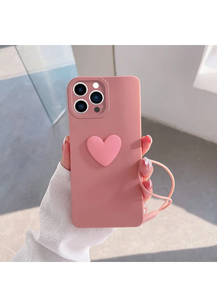 Apple iPhone 13 Pro Max Kılıf Zebana Kalpli Love Kılıf Pembe