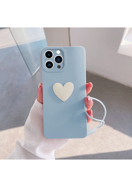 Apple iPhone 13 Pro Kılıf Zebana Kalpli Love Kılıf Açık Mavi