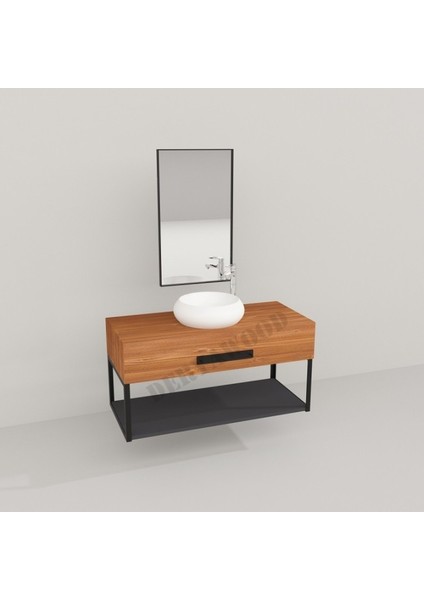 Wind Ahşap Banyo Rafı 40*120*76 Açık Ceviz