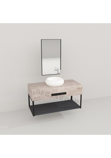 Wind Ahşap Banyo Rafı 40*140*76 Beyaz Eskitme