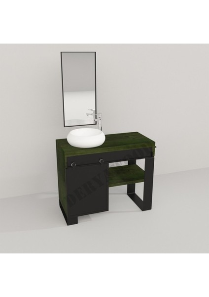 Ordo Ray Kapak Banyo Dolabı 40*80*76 Yeşil Eskitme