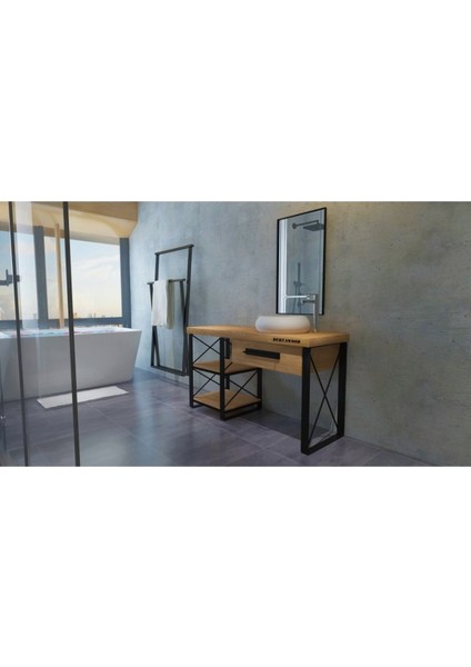 Larix Banyo Dolabı 40*100*76 Açık Ceviz