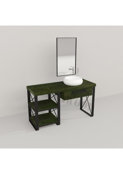 Larix Banyo Dolabı 40*130*76 Yeşil Eskitme