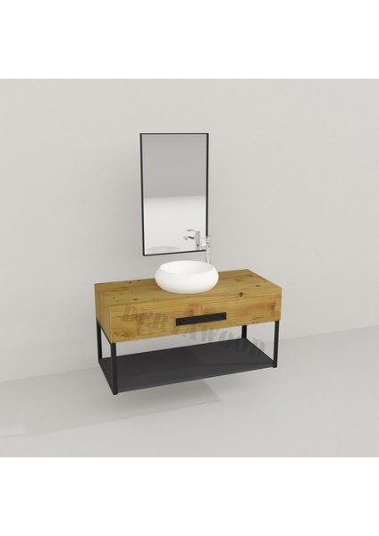 Wind Ahşap Banyo Rafı 40*100*76 Naturel