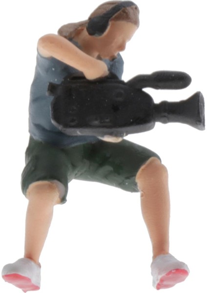 Mini 1:87 Boyalı Paparazzi Fotoğrafçısı Insanlar Bina Düzenini Erişim Koyu Gri Yarı Çömelme (Yurt Dışından)