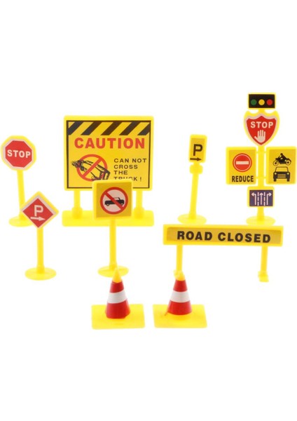 9x Yol Inşaat Trafik Işareti Set Model 1/50 Çocuklar Için Eğlenceli Oyuncaklar (Yurt Dışından)