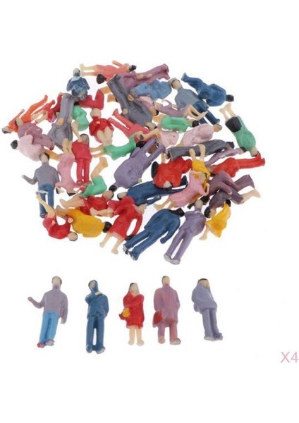 200X Ho Ölçek Boyalı 1:87 Figürler Mini Sokak Bina Düzeni Diorama (Yurt Dışından)