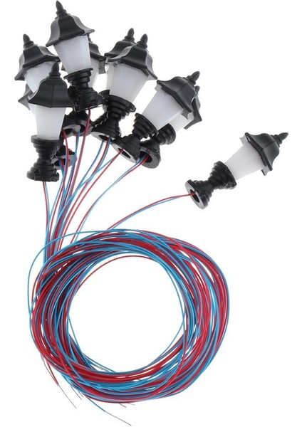 10X Kablolu LED Sokak Lambası 1: Tren Demiryolu # 1 Için 100 Gauge H0 (Yurt Dışından)