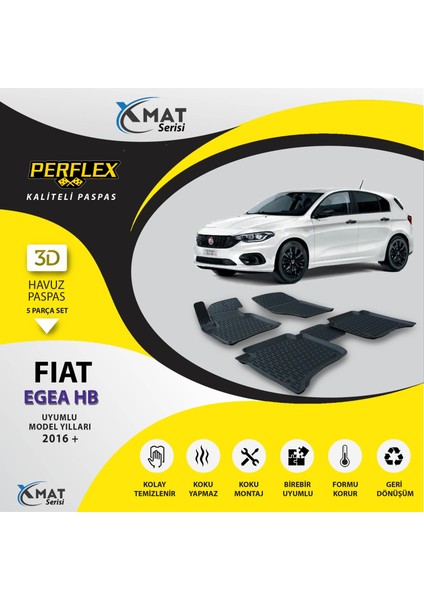 Paspas 3D Havuzlu X-Mat Egea Hatchback 2016+