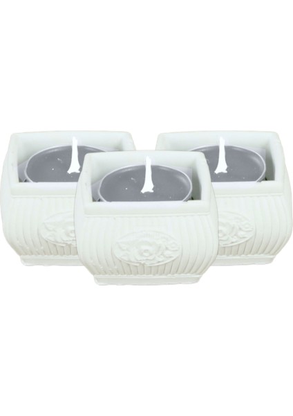 Şamdan Dekoratif Mumluk Şamdan Tealight Mum Uyumlu Mini Çizgili Çiçekli Model