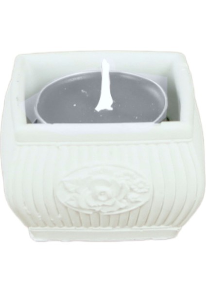 Şamdan Dekoratif Mumluk Şamdan Tealight Mum Uyumlu Mini Çizgili Çiçekli Model