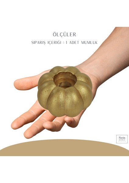Şamdan Dekoratif Mumluk Şamdan Tealight ve Uzun Mum Uyumlu Kabak Model