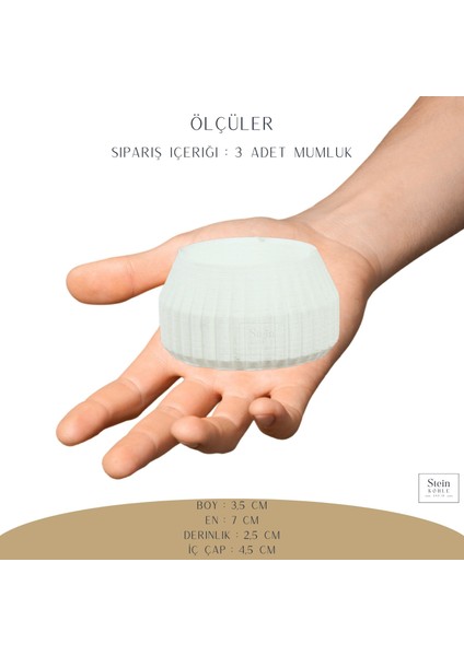 Şamdan Dekoratif Mumluk Şamdan Tealight Mum Uyumlu Çizgili Model