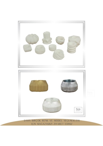 Şamdan Dekoratif Mumluk Şamdan Tealight Mum Uyumlu Çizgili Model