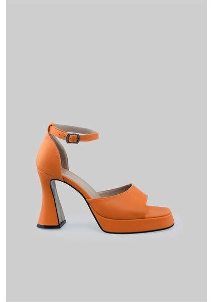 Tek Bantlı Kalın Platform Topuklu Ayakkabı Turuncu10 modelleri