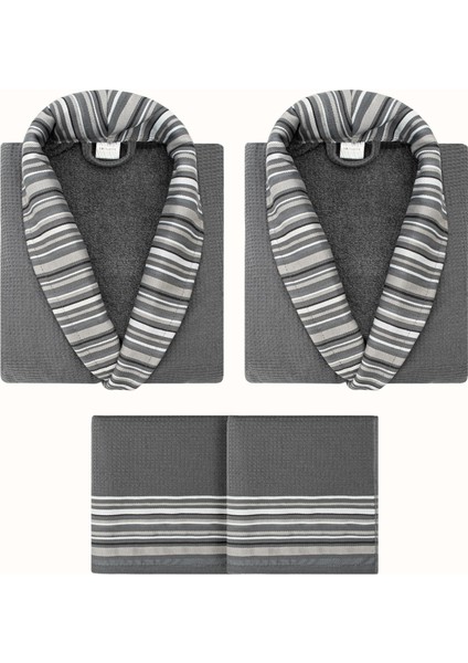Limira 4lü Set Antrasit Pamuk 2 Bornoz (1 S-M)-(1 L-XL) 2 Havlu 50x90 2239 fiyatları