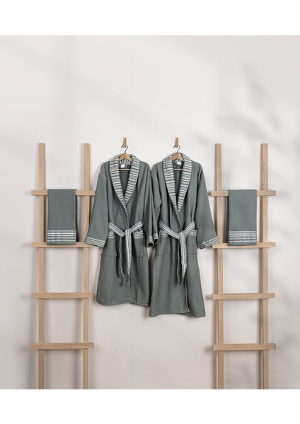 Limira 4lü Set Yeşil Pamuk 2 Bornoz (1 S-M)-(1 L-XL) 2 Havlu 50x90 2240