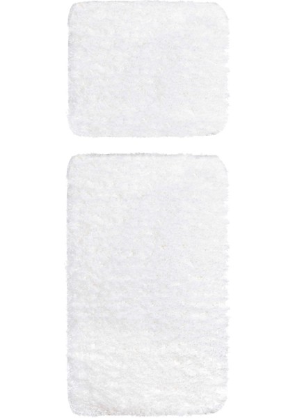 Douro Shaggy 2li Banyo Paspası Beyaz Kaydırmaz Taban 60 x 100 - 50 x 60