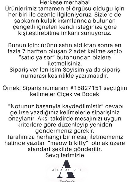 Kedi Kulaklı Puffy Bere Siyah El Örgüsü Kışlık Bere Şapka Hello Kitty