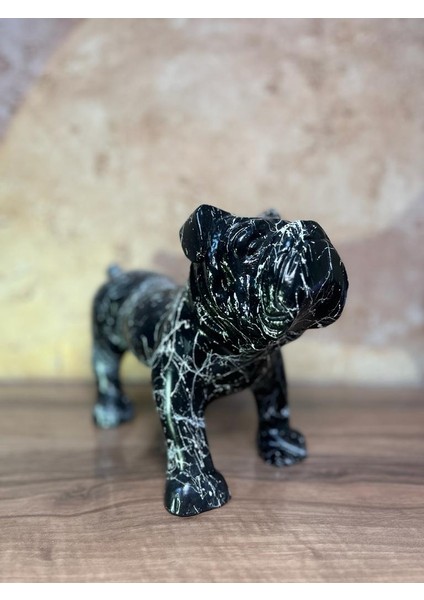 Bulldog Köpek Mermer Efekt Biblo Heykel