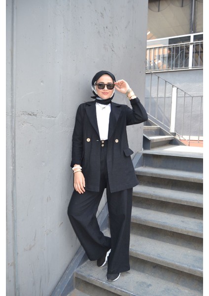 Siyah Palazzo Keten Pantolon modelleri