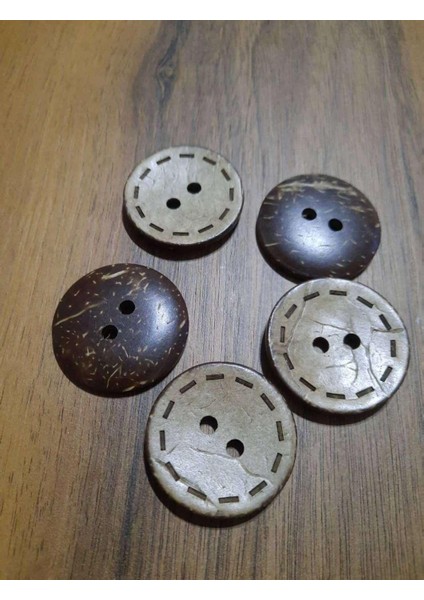 düğme lazer çizimli doğal ahsap kokonat 13 mm İmren düğme 1 paket 30 adet