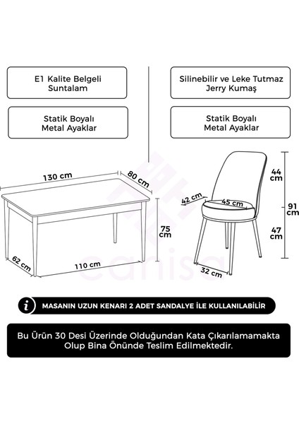 Pir Serisi 80X130 Sabit Siyah Mermer Desen Kahve Ayak Mutfak Masa Takımı ve 4 Sandalye